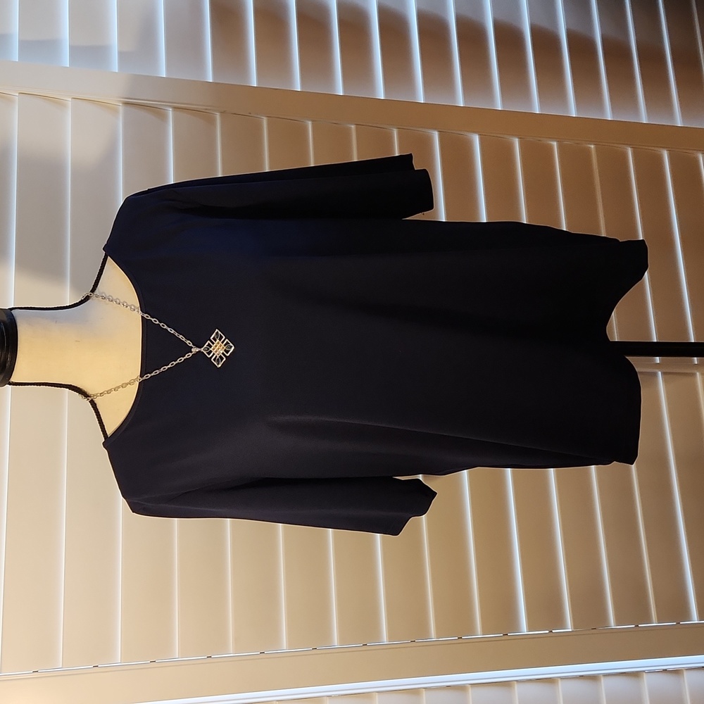Navy Butterknit Elbow sleeve Top by Susan Graver